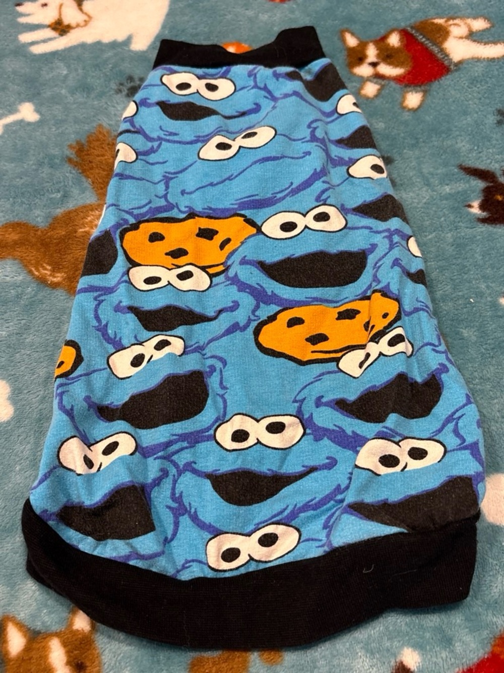 Blue Cookie Face Small Pet Pajama Top small medium
